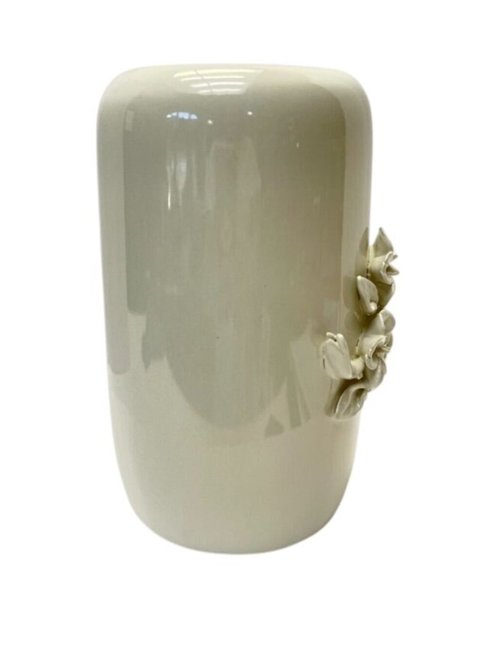 New White Ceramic Floral Relief Vase Modern Minimalist Decor - Picture 3 of 8